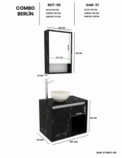 Combo Gabinete De Baño BERLÍN Y Botiquín Con Espejo - tienda en línea