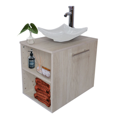 Imagen de Combo Gabinete CARLINI Para Baño Con Lavamanos Y Monomando+botiquin