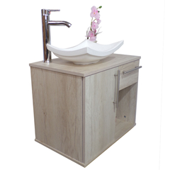 Gabinete Para Baño Con Lavamanos Y Monomando MILORI Con Puerta Y Cajón