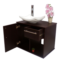 Gabinete Para Baño Con Lavamanos Y Monomando MILORI Con Puerta Y Cajón - Decomobil