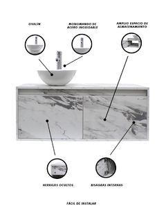Gabinete Para Baño Luxury Smooth Con Ovalin Y Monomando