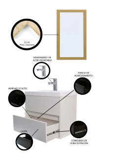 Gabinete Para Baño Con Lavamanos Y Espejo Decorativo SION - Decomobil
