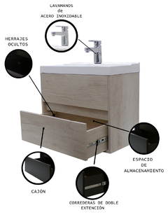 Gabinete Para Baño Con Lavamanos Y Monomando Vanity - Decomobil