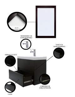 Gabinete Para Baño Con Lavamanos Y Espejo Decorativo SION