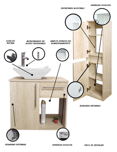 Combo De Gabinete Para Baño Lavamanos Y Monomando + Gabinete Organizador Jacquemart - comprar en línea