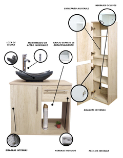 Combo De Gabinete Para Baño Lavamanos Y Monomando + Gabinete Organizador Jacquemart