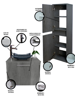 Combo de Gabinete Para Baño Lavamanos y Monomando Derecho + Gabinete Organizador Garnier - Decomobil