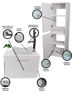 Combo De Gabinete Para Baño Lavamanos Y Monomando Izquierdo + Gabinete Organizador Garnier - Decomobil