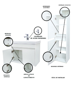 Combo de Gabinete Con Lavamanos y Monomando + Gabinete Organizador SNOW - Decomobil
