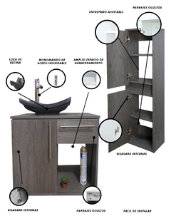 Combo De Gabinete Para Baño Lavamanos Y Monomando + Gabinete Organizador Jacquemart - tienda en línea
