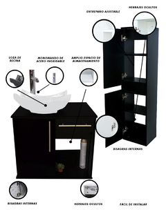 Combo De Gabinete Para Baño Lavamanos Y Monomando + Gabinete Organizador Jacquemart - Decomobil