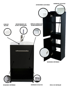 Combo de Gabinete Con Lavamanos y Monomando + Gabinete Organizador Seine