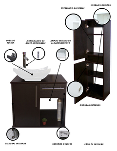 Imagen de Combo De Gabinete Para Baño Lavamanos Y Monomando + Gabinete Organizador Jacquemart