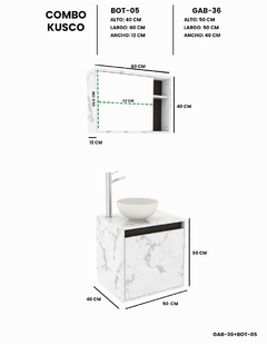 Imagen de Combo Gabinete De Baño KUSCO Y Botiquín Con Espejo
