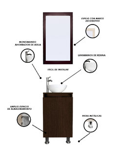 Gabinete De Baño Para Lavabo Con Espejo Decorativo GISLA - Decomobil