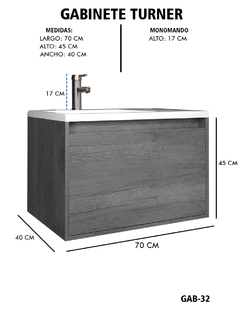Gabinete De Baño TURNER Con Lavabo y Llave Minimalista - comprar en línea