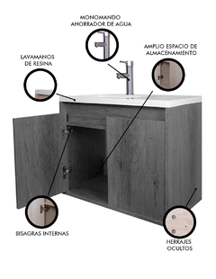 Imagen de Gabinete De Baño RODRIGO Con Lavabo Y Llave Minimalista.