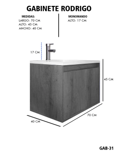 Gabinete De Baño RODRIGO Con Lavabo Y Llave Minimalista.