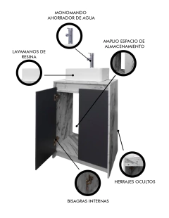 Imagen de Gabinete Para Baño Con Lavabo Y Llave VARENNA Minimalista