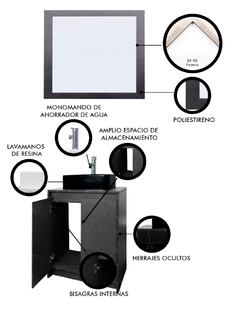 Imagen de Gabinete De Baño Con Lavabo VARENNA Y Espejo Decorativo Decomobil