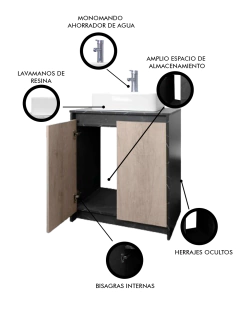 Gabinete Para Baño Con Lavabo Y Llave VARENNA Minimalista en internet