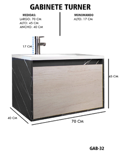 Gabinete De Baño TURNER Con Lavabo y Llave Minimalista - tienda en línea