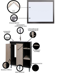 Gabinete Para Baño Con Lavabo FREYA Y Espejo Decorativo Decomobil