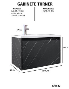 Gabinete De Baño TURNER Con Lavabo y Llave Minimalista - comprar en línea