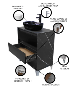 Gabinete De Baño Con Llave Y Lavabo Minimalista ROY