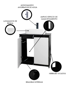 Gabinete Para Baño Con Lavabo Y Llave VARENNA Minimalista - Decomobil