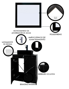 Gabinete De Baño Con Lavabo VARENNA Y Espejo Decorativo Decomobil en internet