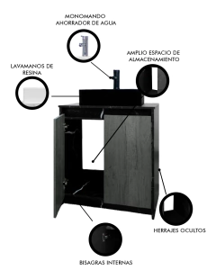 Imagen de Gabinete Para Baño Con Lavabo Y Llave VARENNA Minimalista