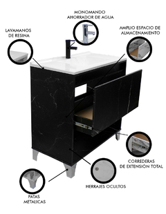 Gabinete De Baño Con Lavabo HIMALAYA , Llave y Cajon Minimalista