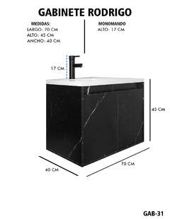 Imagen de Gabinete De Baño RODRIGO Con Lavabo Y Llave Minimalista.