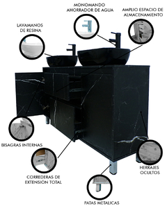 Gabinete Para Baño MÉDANO Con Doble Lavamanos Minimalista