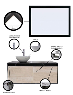 Gabinete De Baño Con Lavamanos Y Espejo Decorativo NYON