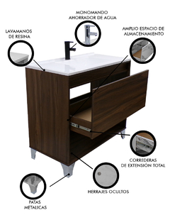 Gabinete De Baño Con Lavabo HIMALAYA , Llave y Cajon Minimalista - comprar en línea