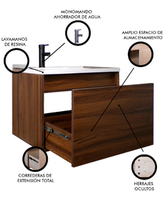 Gabinete De Baño TURNER Con Lavabo y Llave Minimalista - comprar en línea