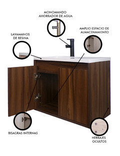 Imagen de Gabinete De Baño RODRIGO Con Lavabo Y Llave Minimalista.