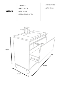 Imagen de Gabinete De Baño Con Lavabo HIMALAYA , Llave y Cajon Minimalista