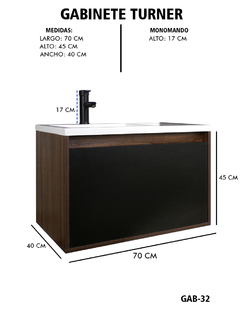 Gabinete De Baño TURNER Con Lavabo y Llave Minimalista - tienda en línea
