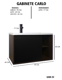 Imagen de Gabinete De Baño CARLO Con Lavabo Y Llave Minimalista