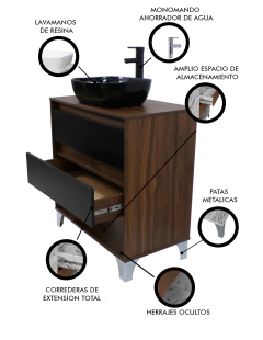 Gabinete De Baño Con Llave Y Lavabo Minimalista ROY