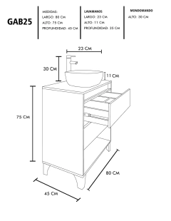 Gabinete De Baño Con Llave Y Lavabo Minimalista ROY - tienda en línea