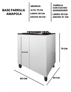 Gabinete De Cocina Inferior AMAPOLA Con Parrilla - Decomobil