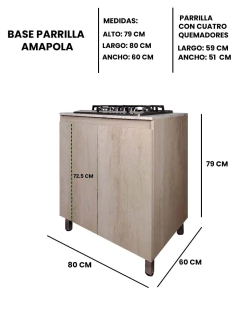 Gabinete De Cocina Inferior AMAPOLA Con Parrilla - comprar en línea