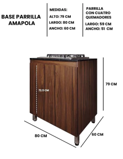 Gabinete De Cocina Inferior AMAPOLA Con Parrilla - tienda en línea