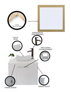Gabinete Para Baño Izquierdo Con Espejo Decorativo VERNIER - Decomobil
