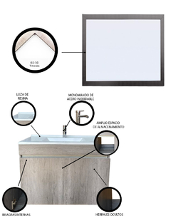 Gabinete Para Baño Con Espejo Decorativo JADE en internet