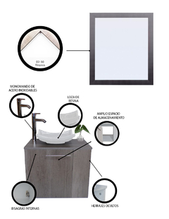Imagen de Gabinete Para Baño Derecho Con Espejo Decorativo VERNIER